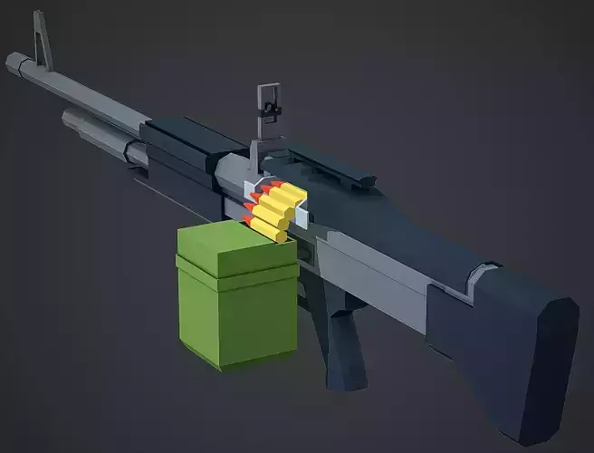 Stylized M60 LMG Low Poly Mobile Ready Low-poly 3D model
