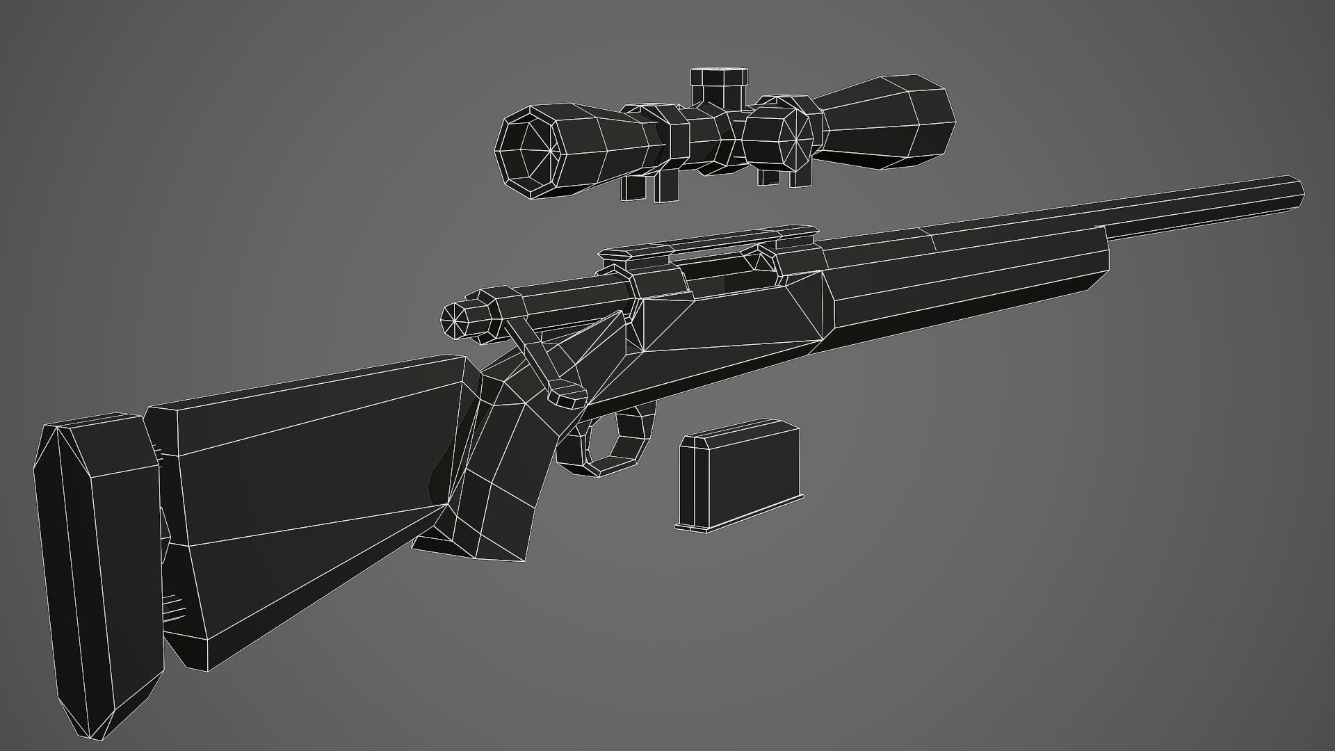 Stylized M24 Sniper Rifle Low Poly Mobile Ready Low-poly 3D model_8