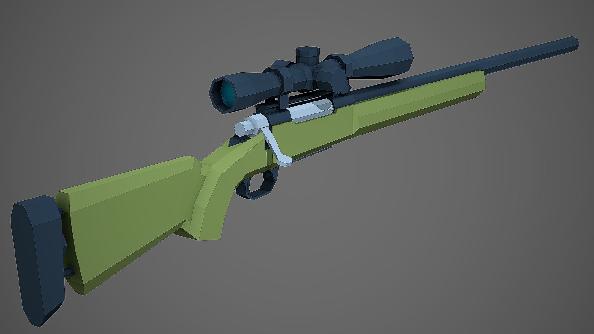 Stylized M24 Sniper Rifle Low Poly Mobile Ready Low-poly 3D model_1