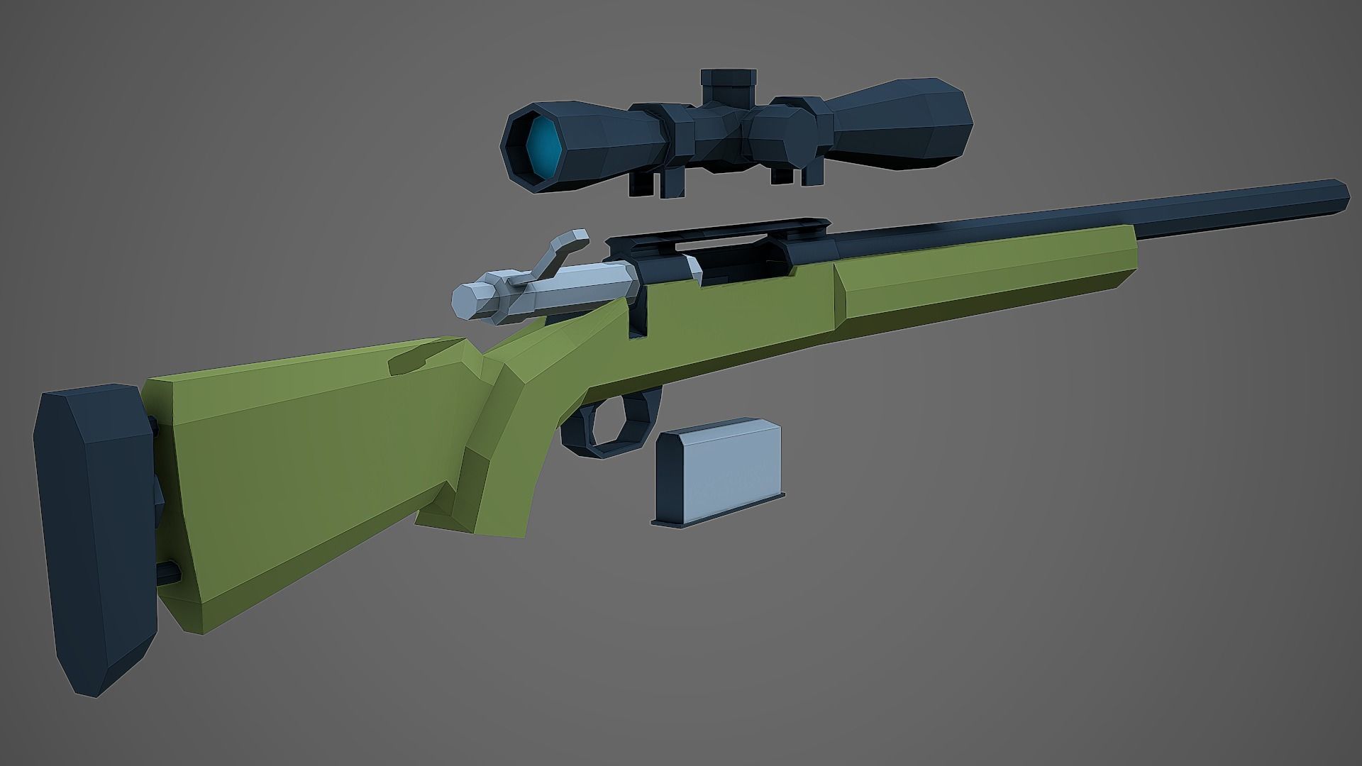 Stylized M24 Sniper Rifle Low Poly Mobile Ready Low-poly 3D model_4