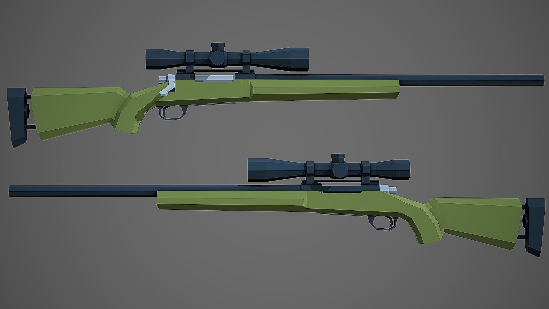 Stylized M24 Sniper Rifle Low Poly Mobile Ready Low-poly 3D model_3