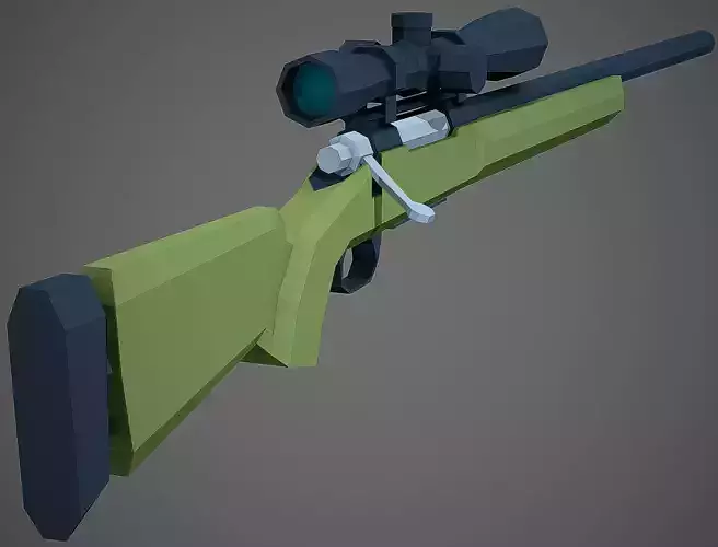 Stylized M24 Sniper Rifle Low Poly Mobile Ready Low-poly 3D model
