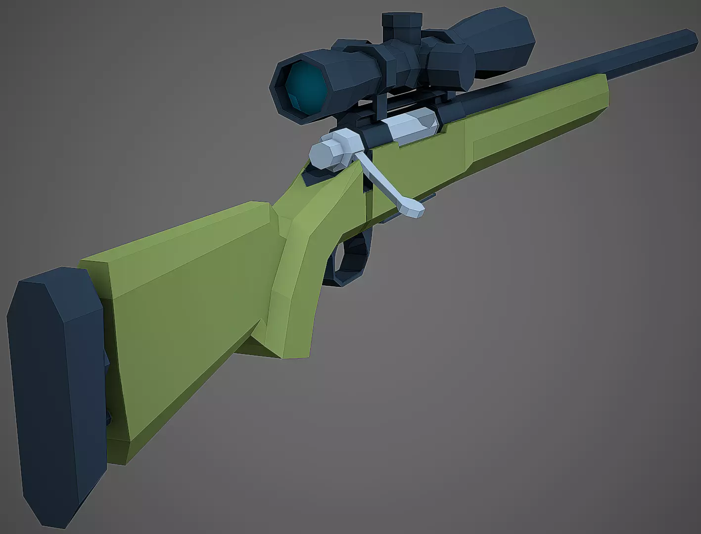 Stylized M24 Sniper Rifle Low Poly Mobile Ready Low-poly 3D model_0
