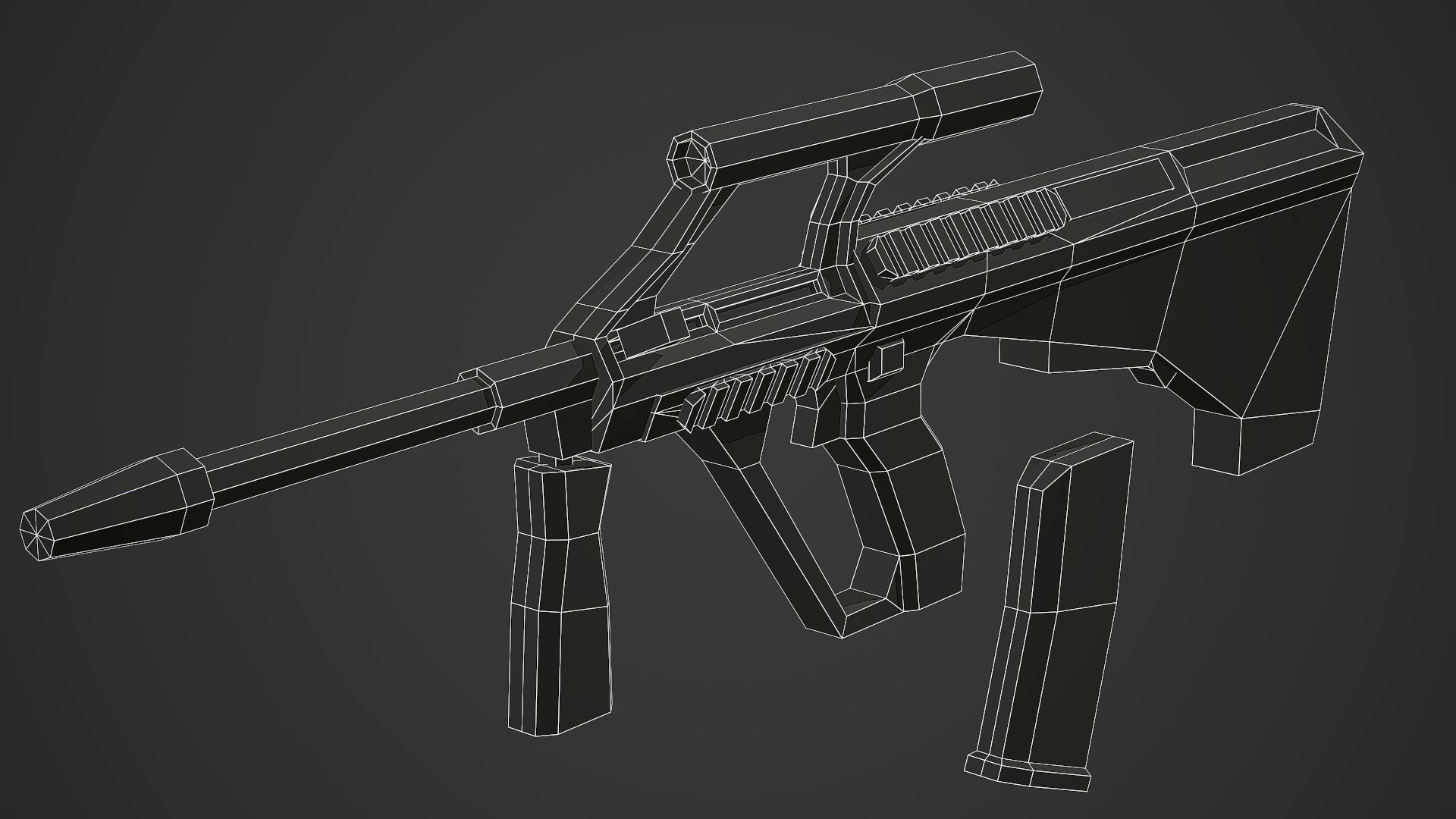 Stylized Steyr Aug A1 Low Poly Mobile Ready Low-poly 3D model_8