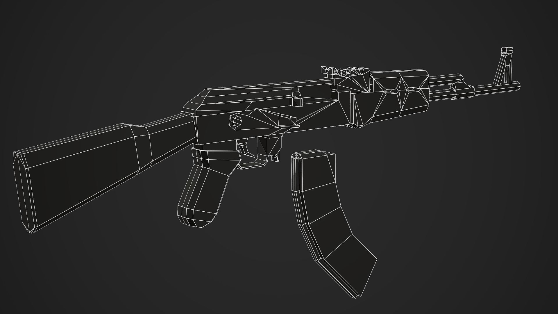 Stylized AK-47 Low Poly Mobile Ready Low-poly 3D model_8