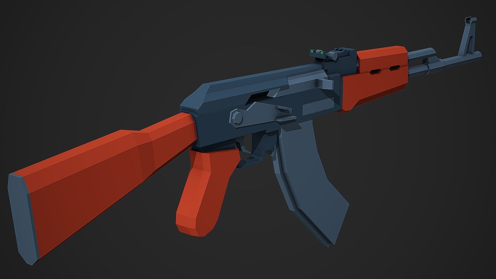 Stylized AK-47 Low Poly Mobile Ready Low-poly 3D model_1