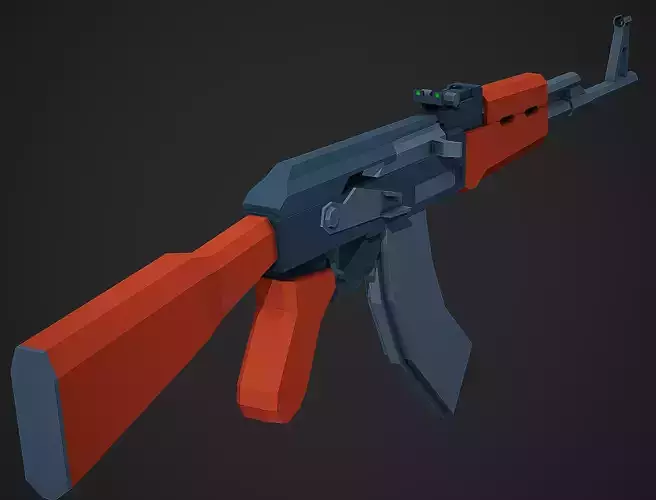 Stylized AK-47 Low Poly Mobile Ready Low-poly 3D model