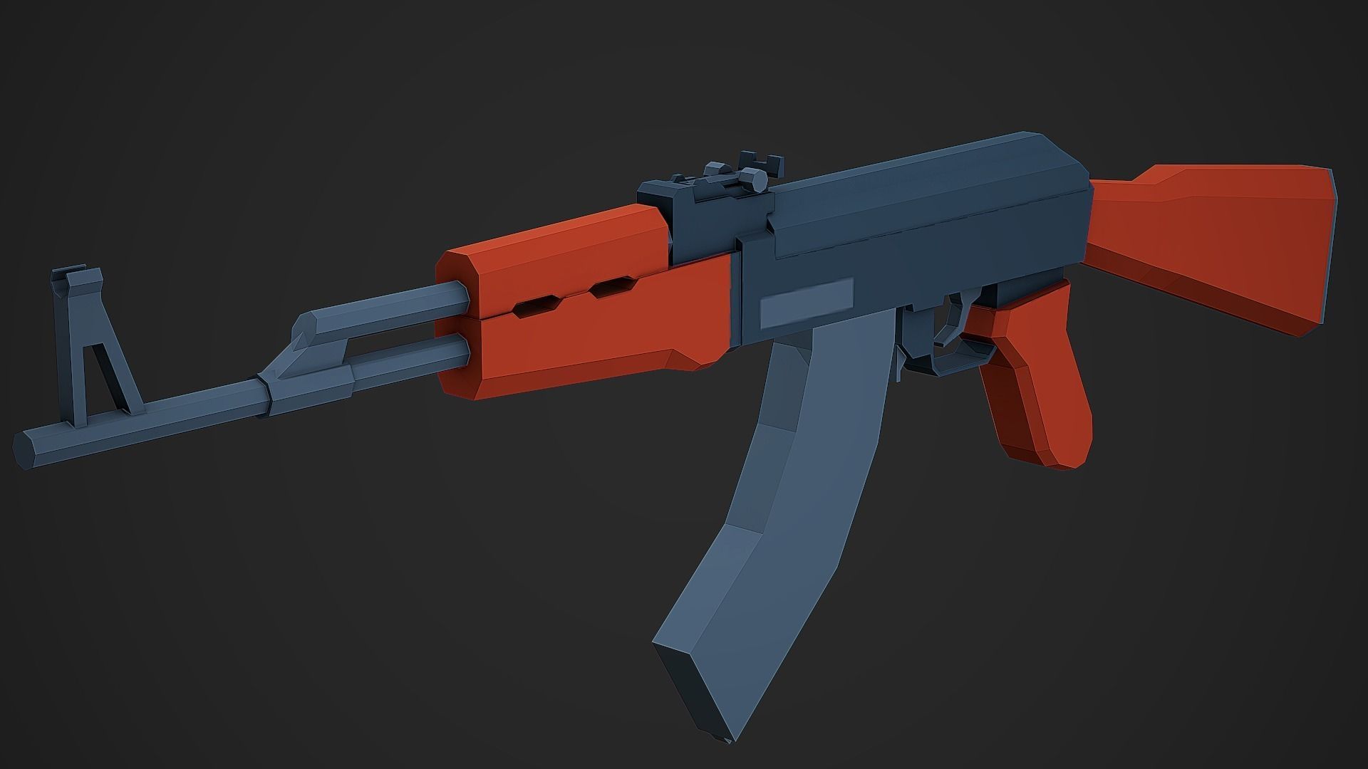 Stylized AK-47 Low Poly Mobile Ready Low-poly 3D model_2
