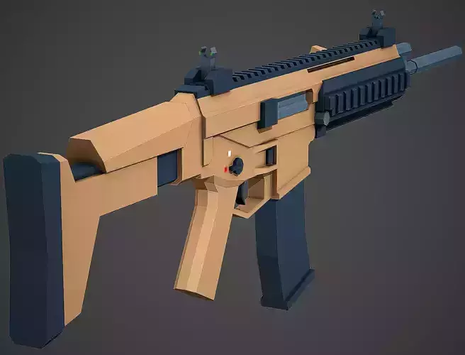 Stylized Bushmaster ACR Rifle Low Poly Mobile Ready Low-poly 3D model
