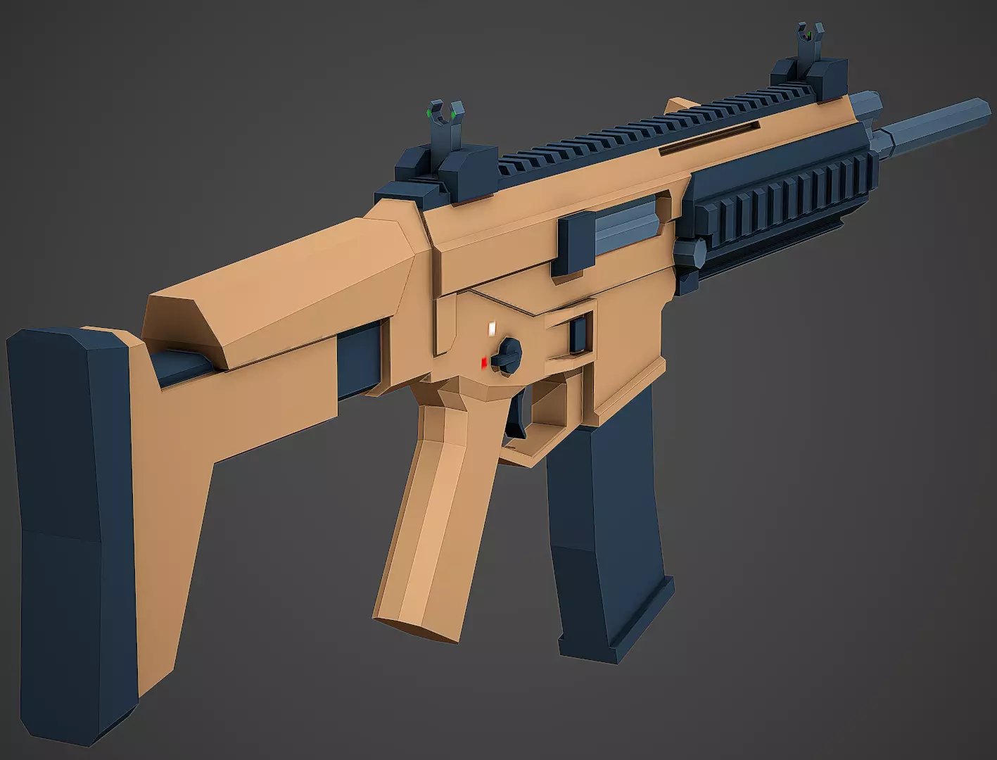 Stylized Bushmaster ACR Rifle Low Poly Mobile Ready Low-poly 3D model_0