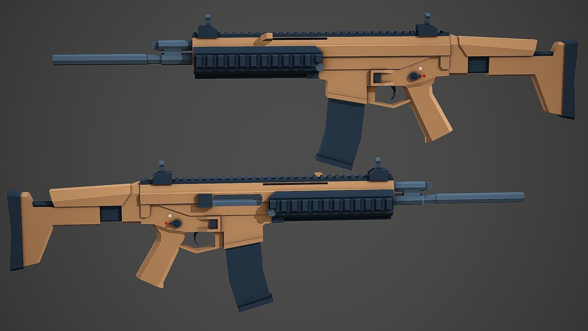 Stylized Bushmaster ACR Rifle Low Poly Mobile Ready Low-poly 3D model_3
