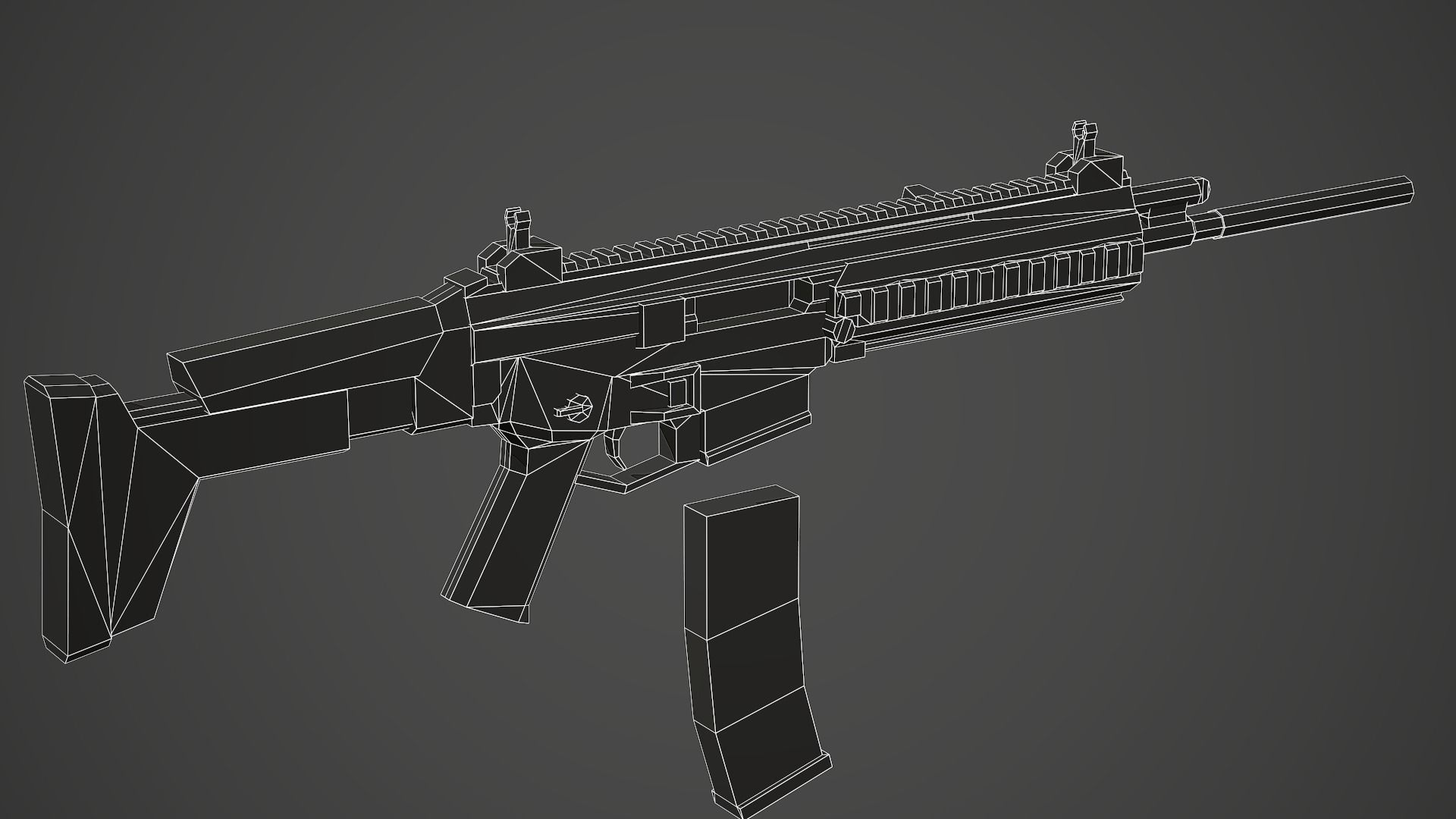 Stylized Bushmaster ACR Rifle Low Poly Mobile Ready Low-poly 3D model_8