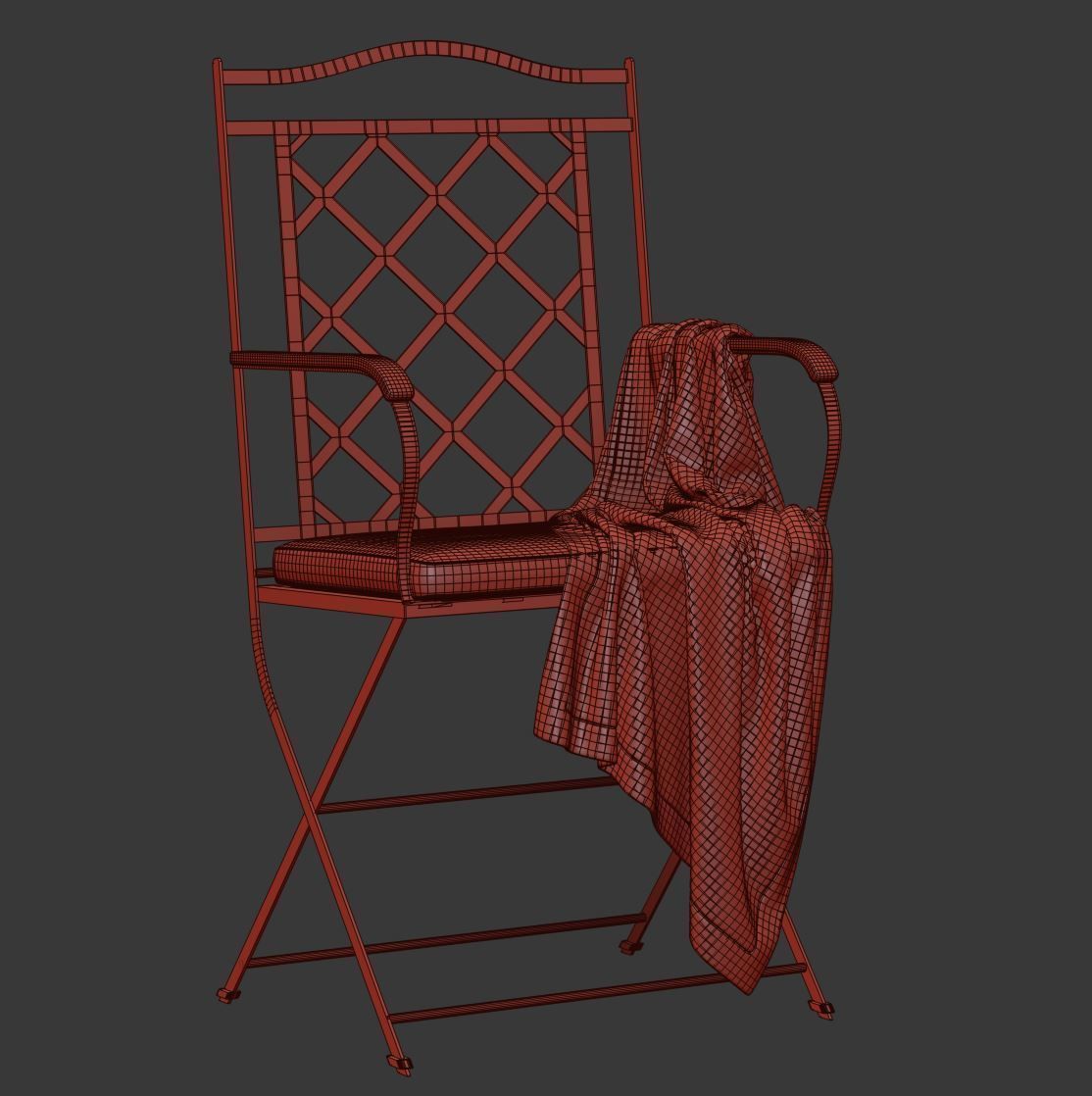 Manutti St-Tropez Dining Chair  Low-poly 3D model_7