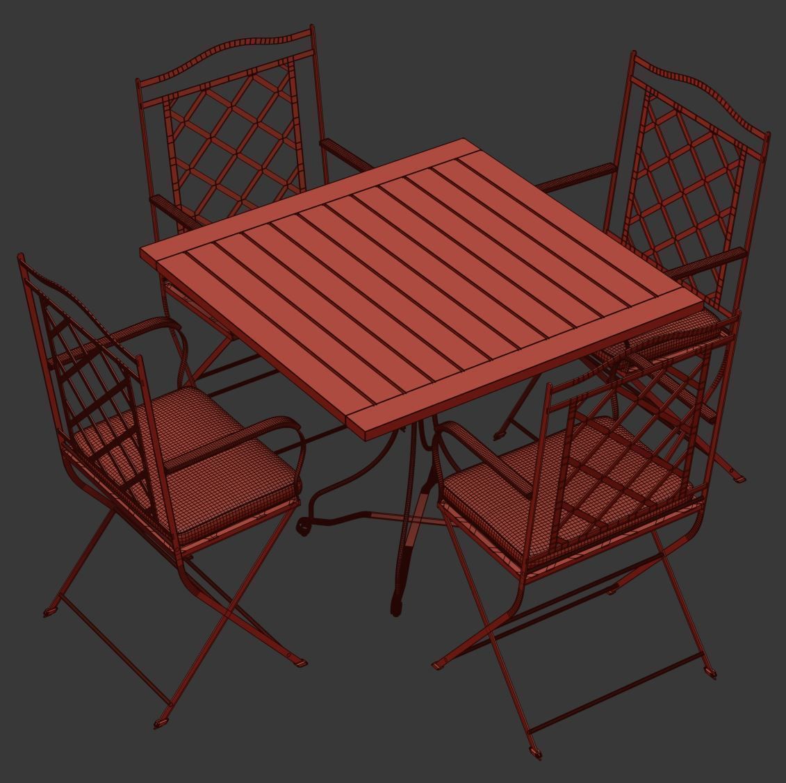 Manutti St-Tropez Dining Chair with Firenze bistro table  Low-poly 3D model_5