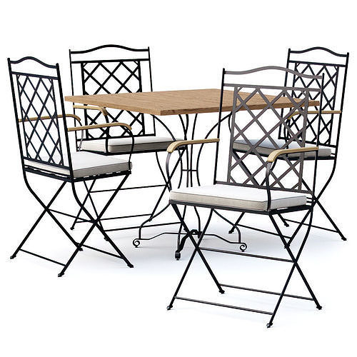Manutti St-Tropez Dining Chair with Firenze bistro table  Low-poly 3D model