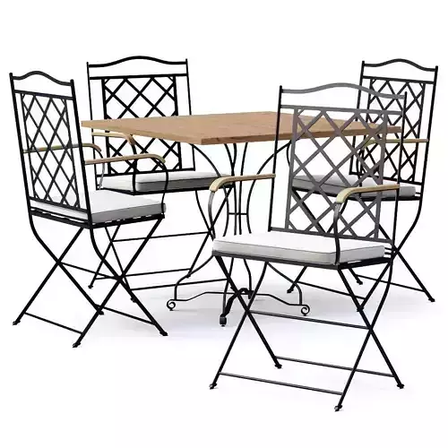 Manutti St-Tropez Dining Chair with Firenze bistro table  Low-poly 3D model