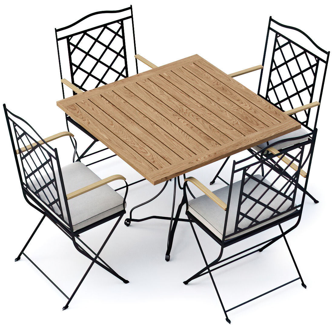 Manutti St-Tropez Dining Chair with Firenze bistro table  Low-poly 3D model_2