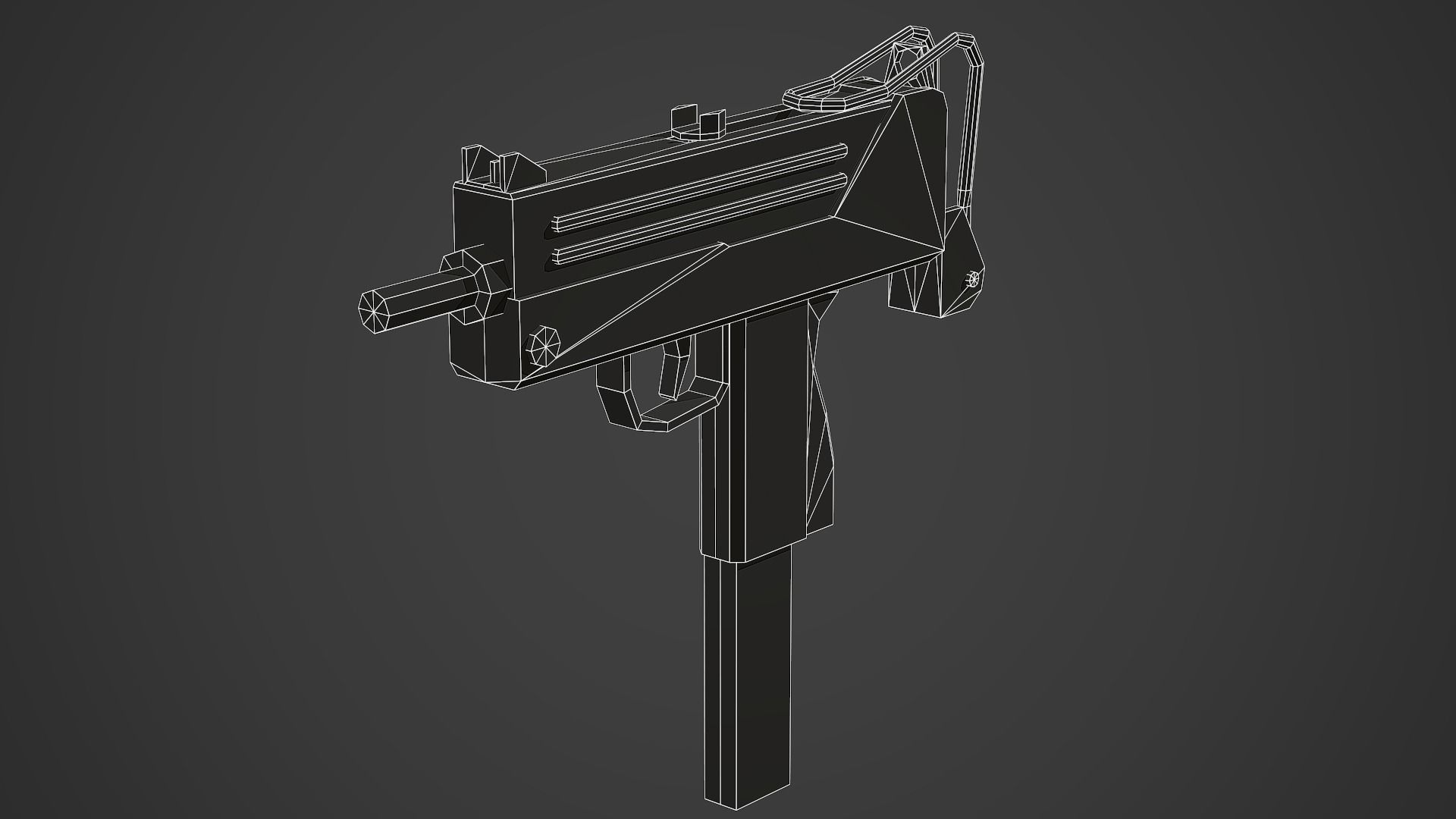 Stylized Mac-10 SMG Low Poly Mobile Ready Low-poly 3D model_7