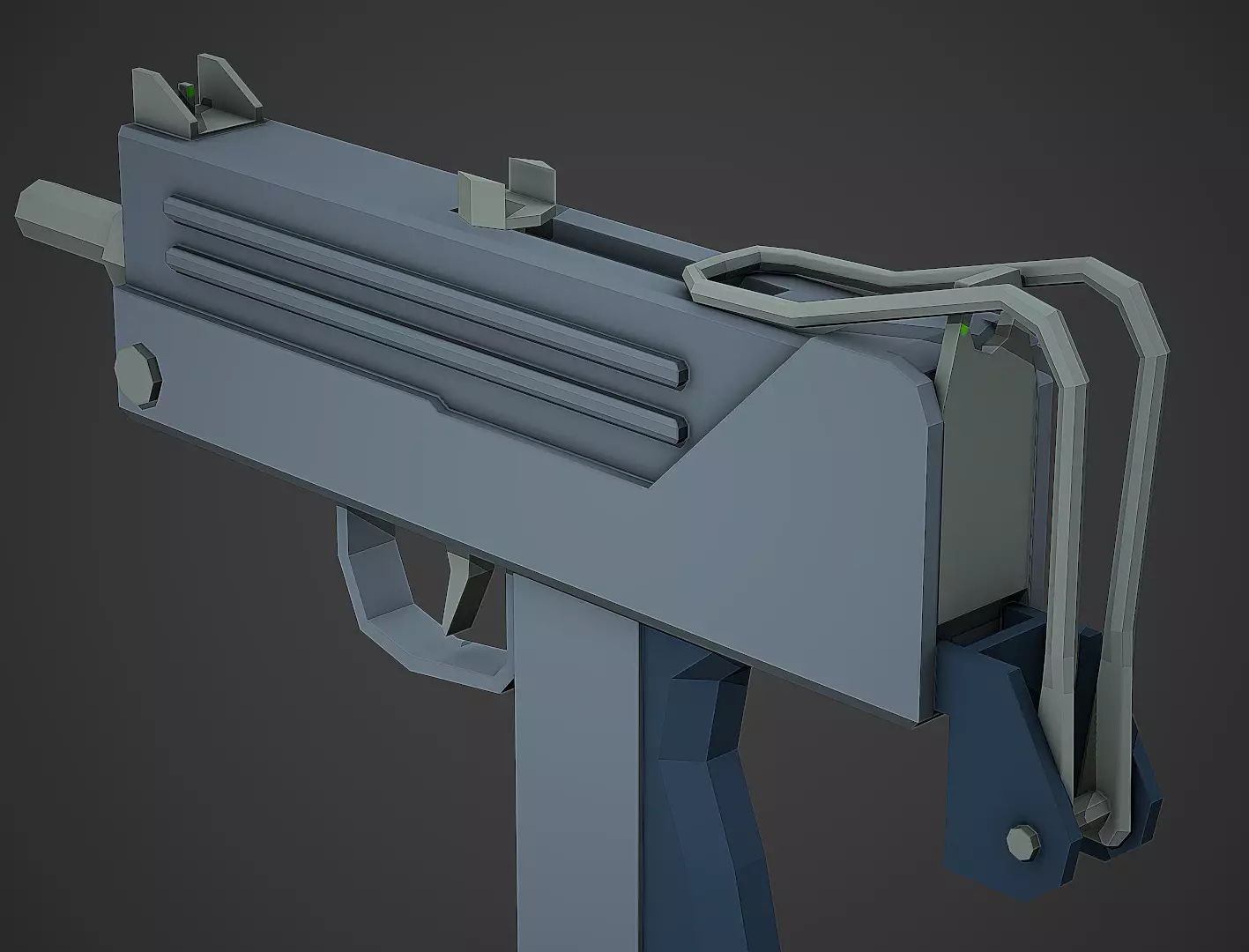 Stylized Mac-10 SMG Low Poly Mobile Ready Low-poly 3D model_0