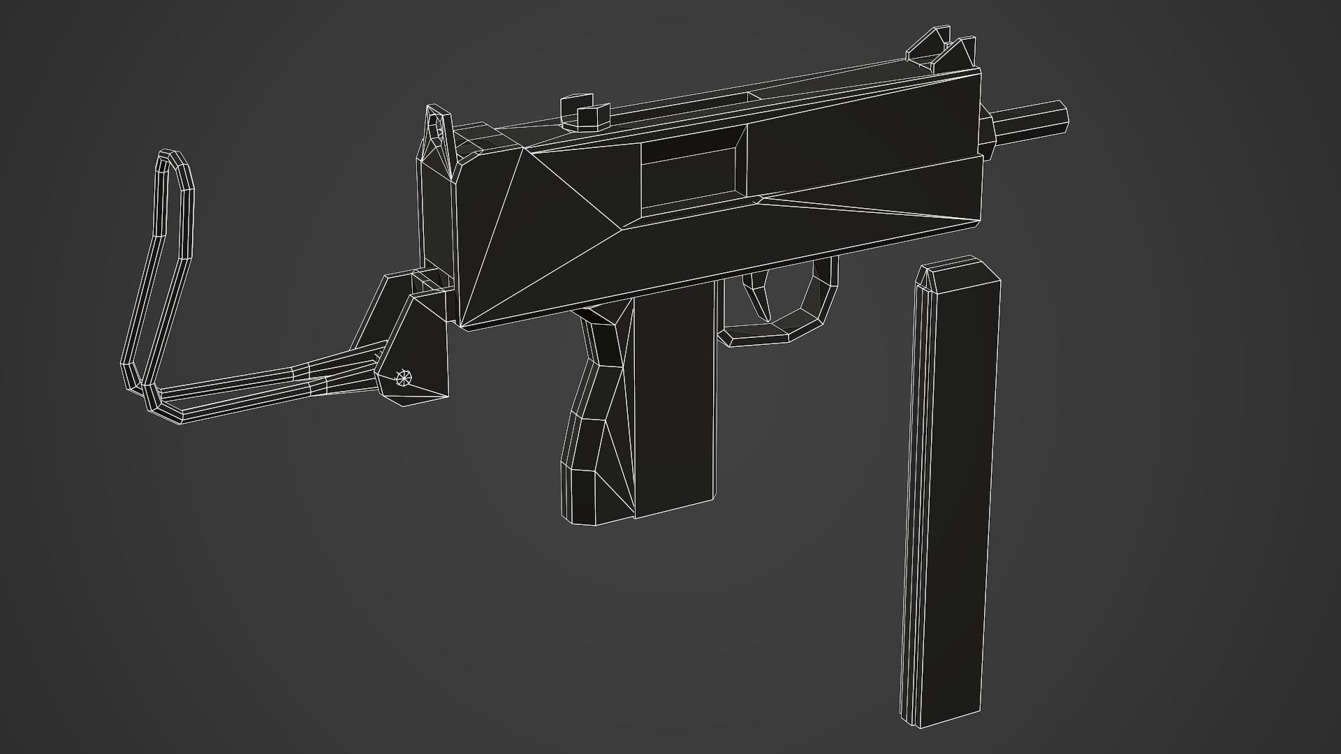Stylized Mac-10 SMG Low Poly Mobile Ready Low-poly 3D model_8