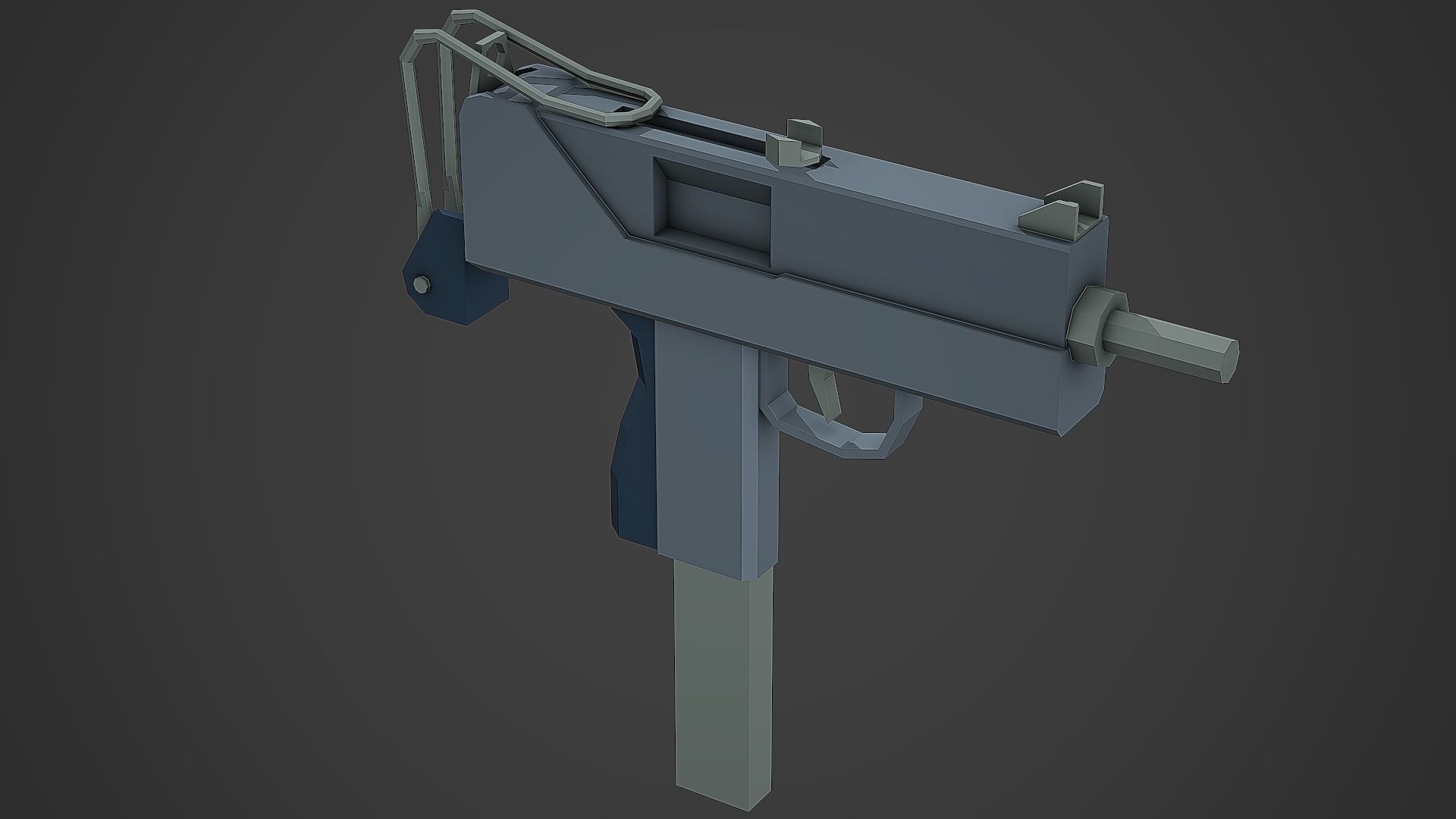 Stylized Mac-10 SMG Low Poly Mobile Ready Low-poly 3D model_2