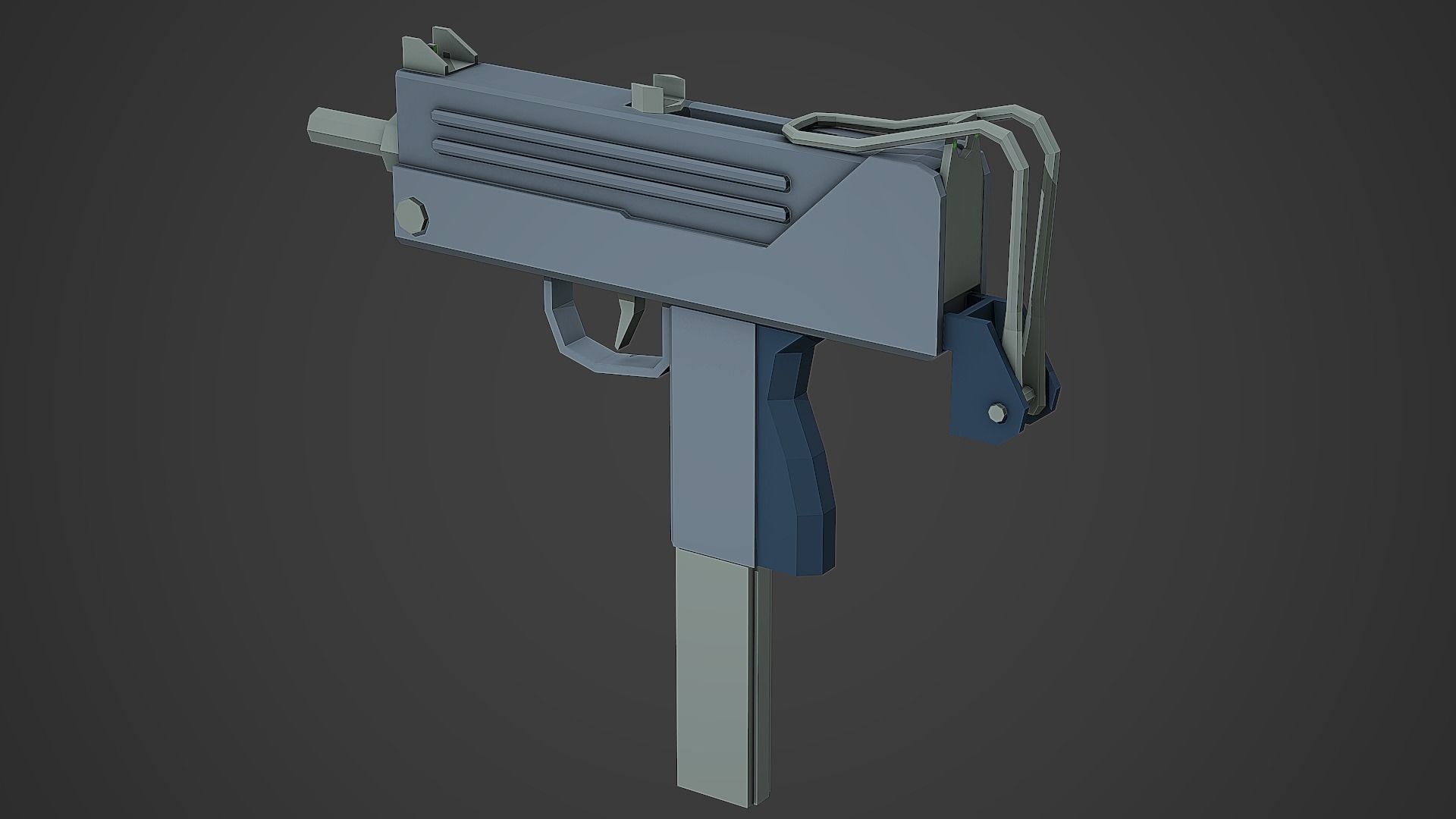 Stylized Mac-10 SMG Low Poly Mobile Ready Low-poly 3D model_1