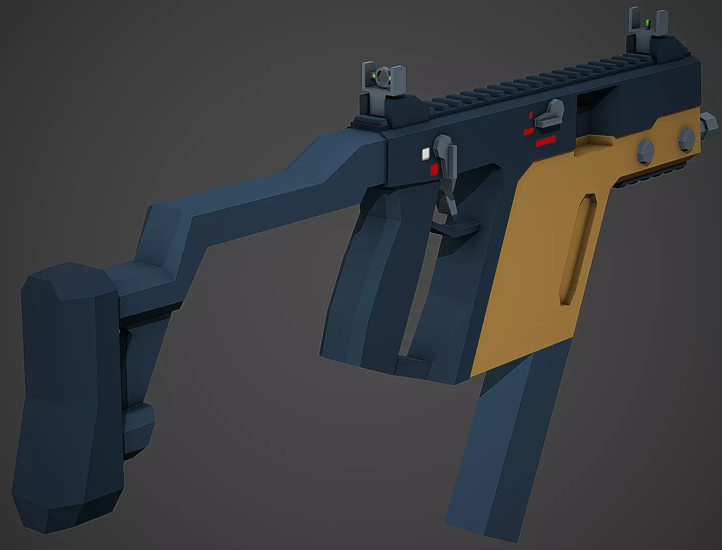 Stylized Kriss Vector SMG Low Poly Mobile Ready Low-poly 3D model_0