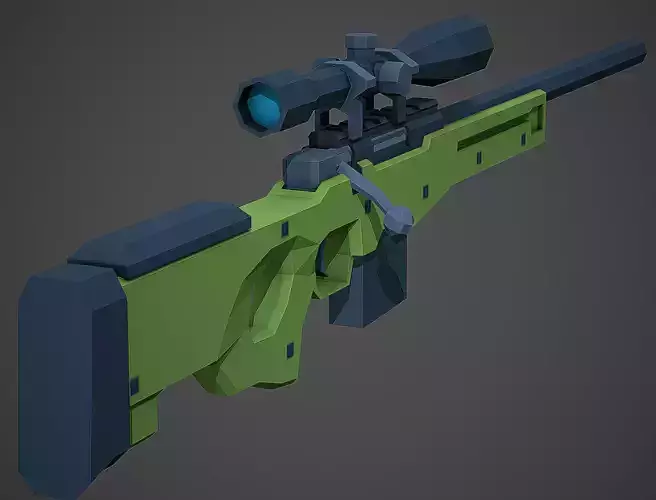 Stylized AWP Sniper Low Poly Mobile Ready Low-poly 3D model
