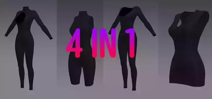Woman 25 Clothing Set 4 in 1 Low-poly 3D model