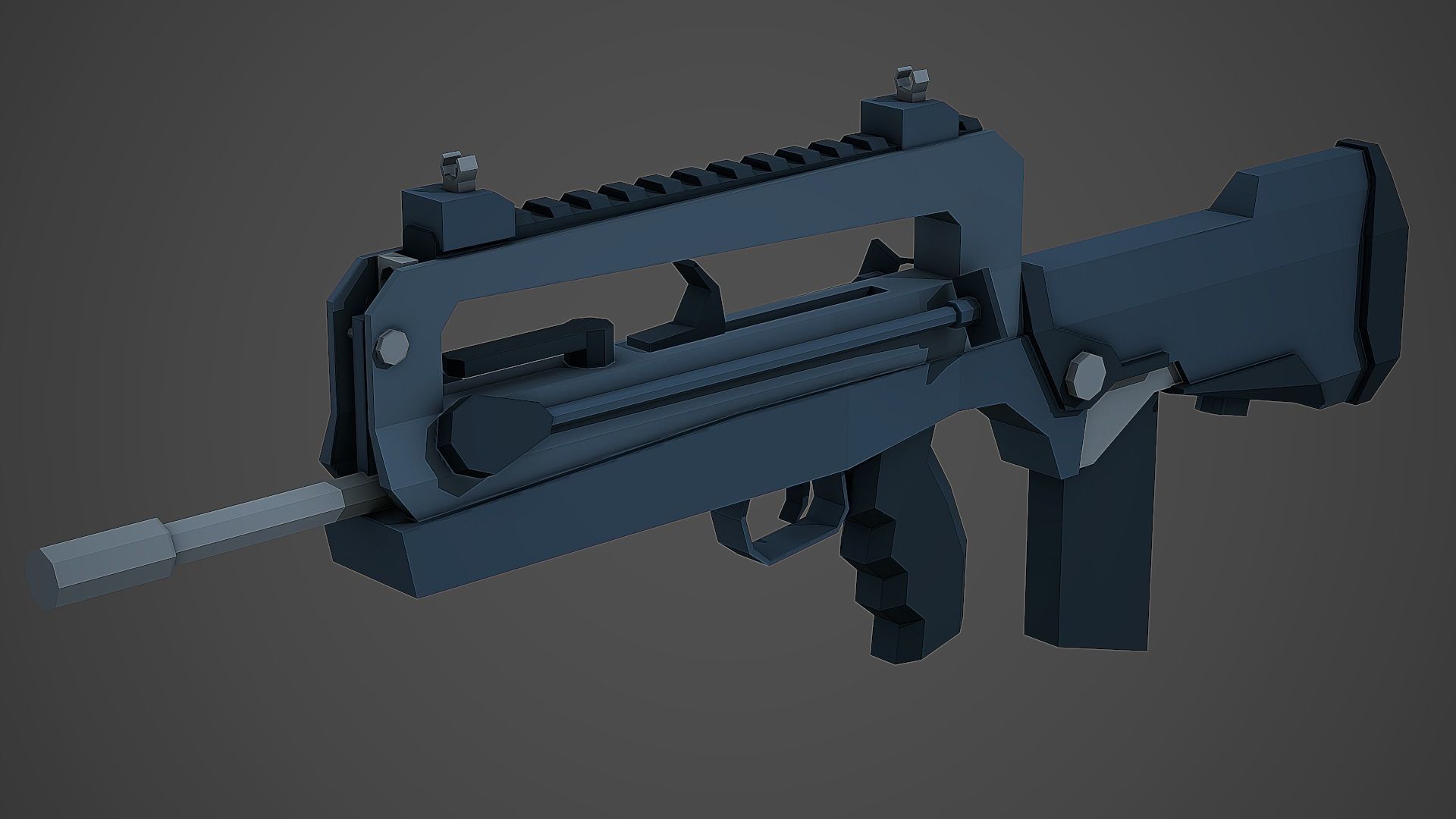 Stylized Famas F1 Low Poly Mobile Ready Low-poly 3D model_2