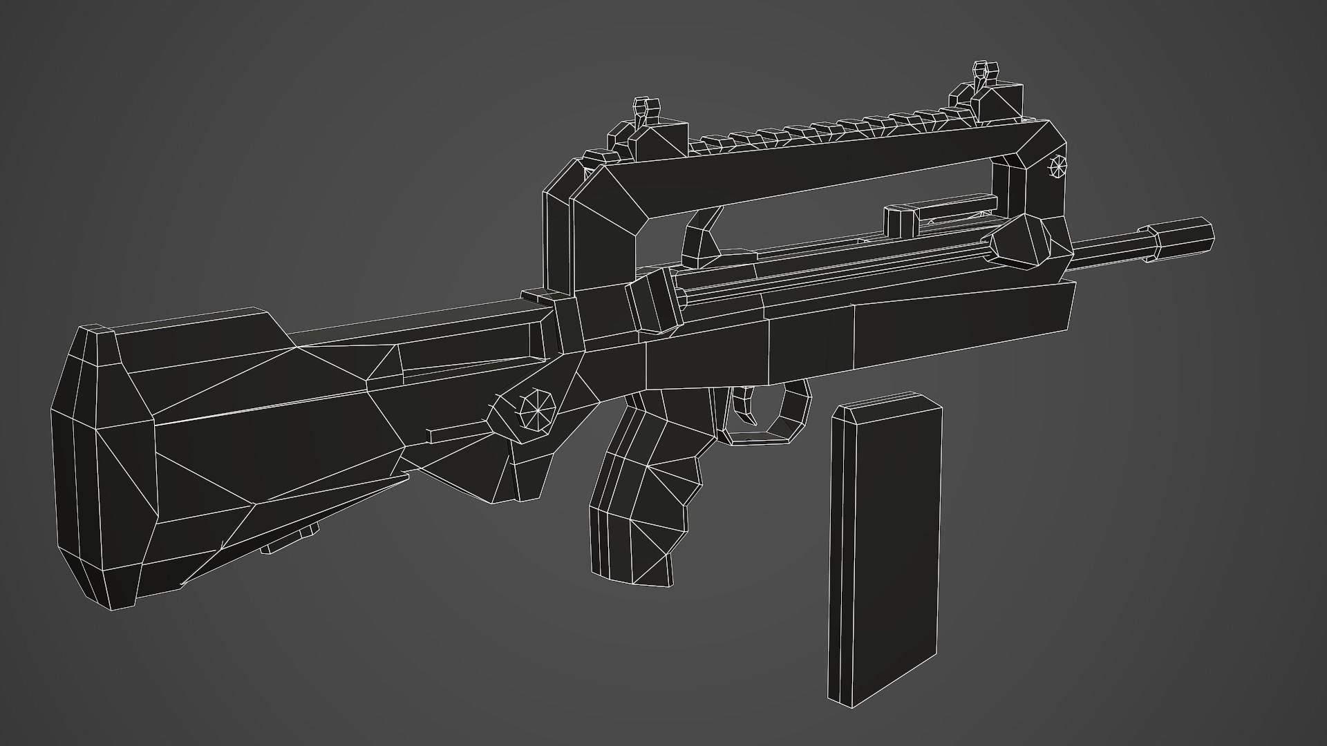 Stylized Famas F1 Low Poly Mobile Ready Low-poly 3D model_8