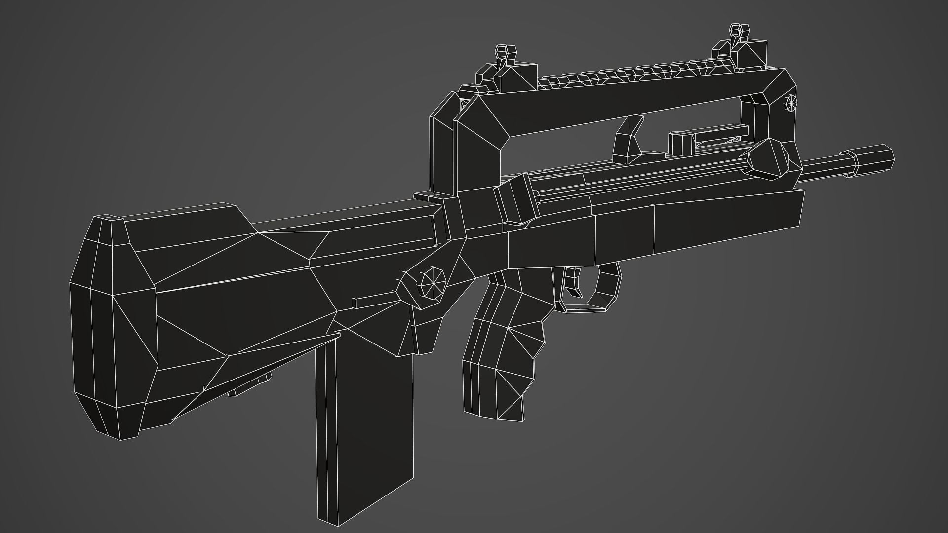 Stylized Famas F1 Low Poly Mobile Ready Low-poly 3D model_6