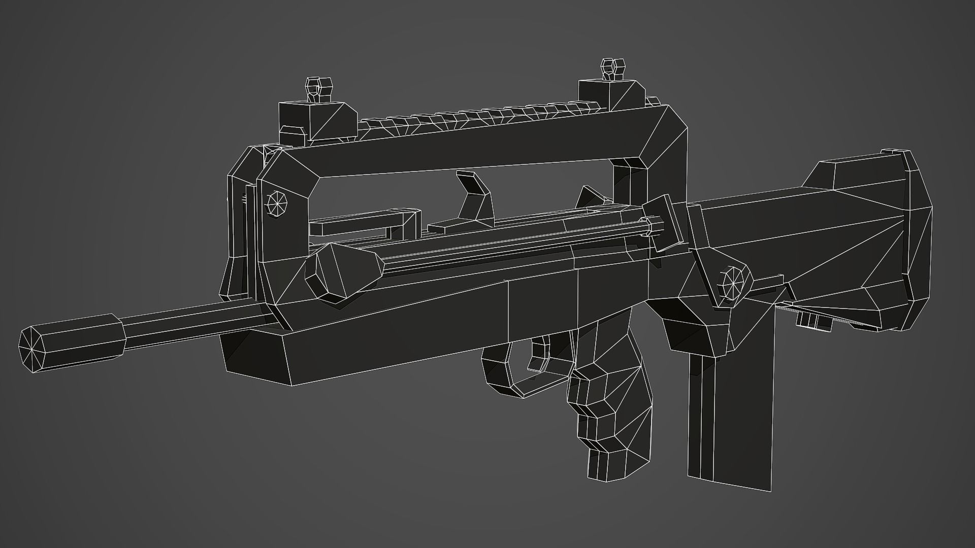 Stylized Famas F1 Low Poly Mobile Ready Low-poly 3D model_7