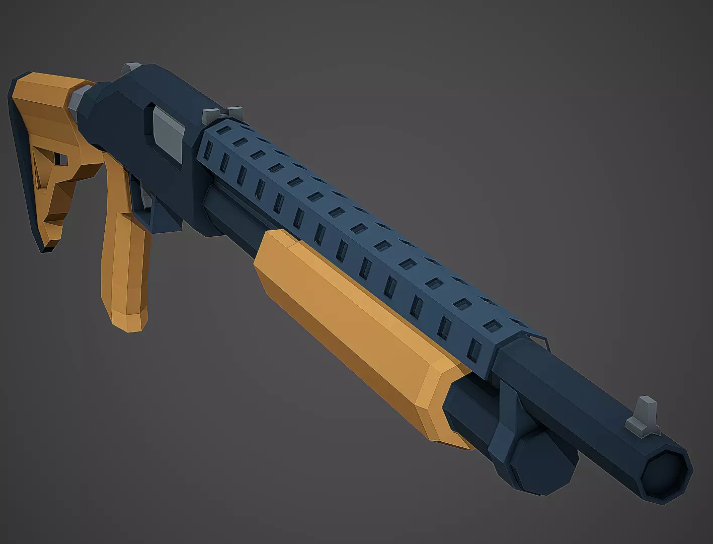 Stylized Mossberg 500 Shotgun Low Poly Mobile Ready Low-poly 3D model_0
