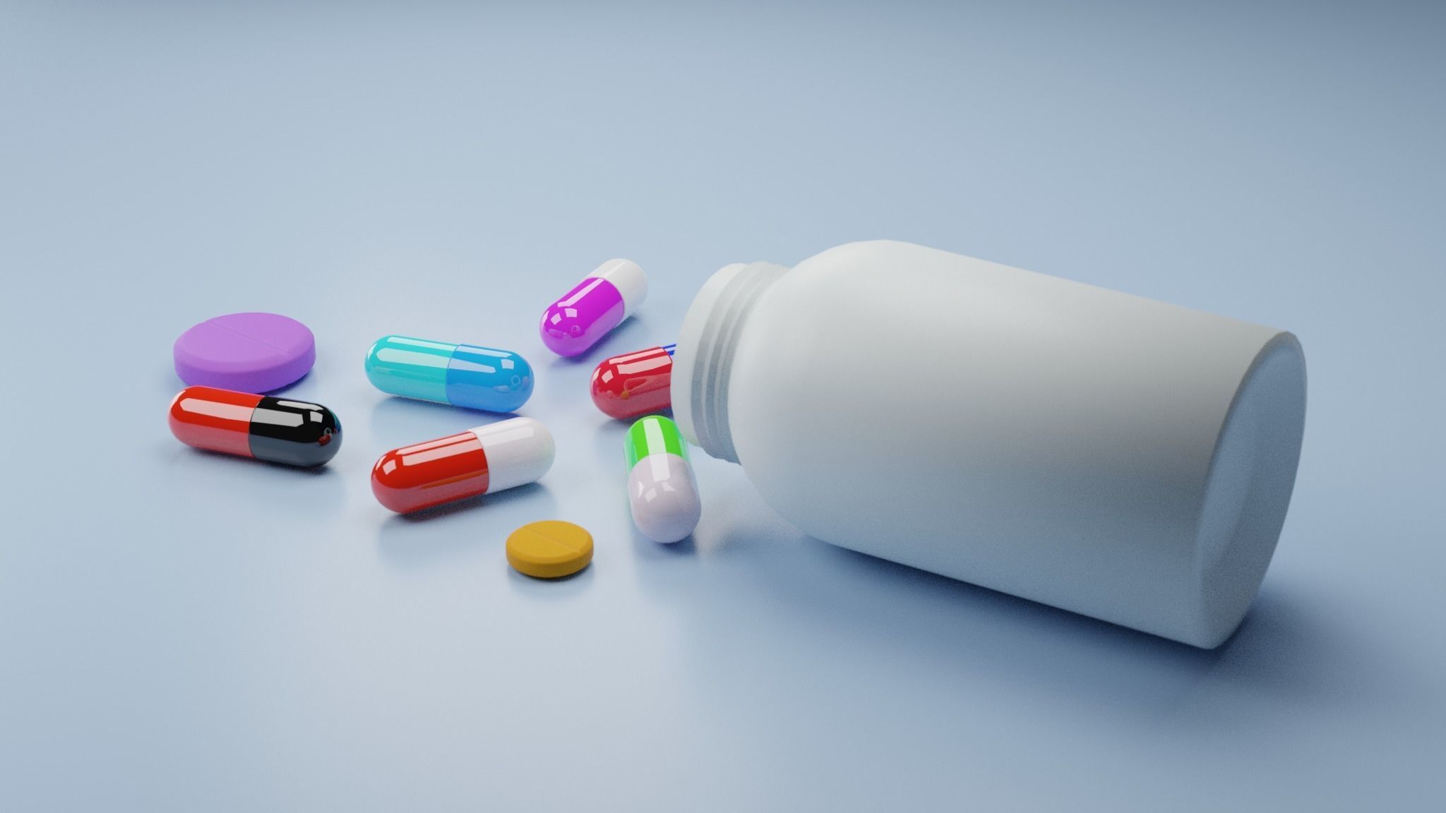  pill bottle and  capsule 3D model_1