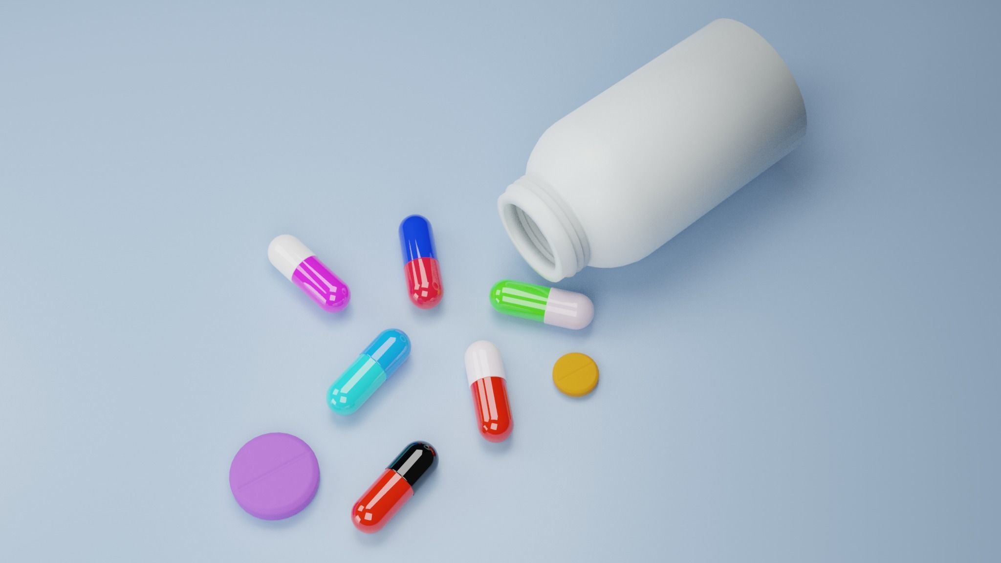  pill bottle and  capsule 3D model_2