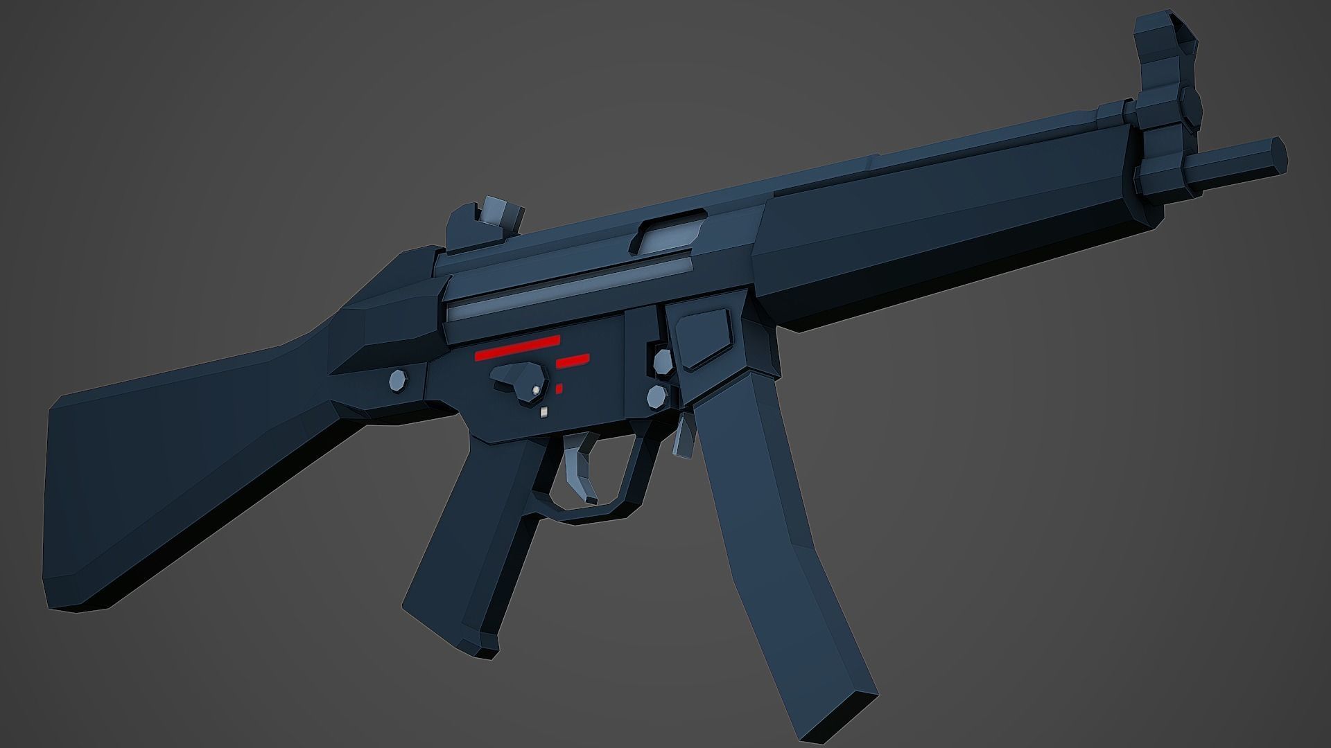 Stylized Mp5A2 SMG Low Poly Mobile Ready Low-poly 3D model_2