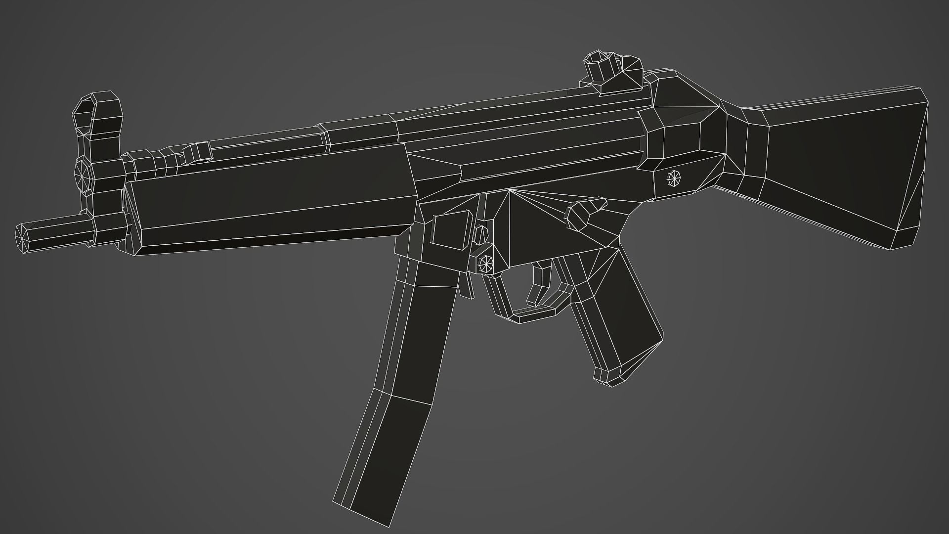 Stylized Mp5A2 SMG Low Poly Mobile Ready Low-poly 3D model_7