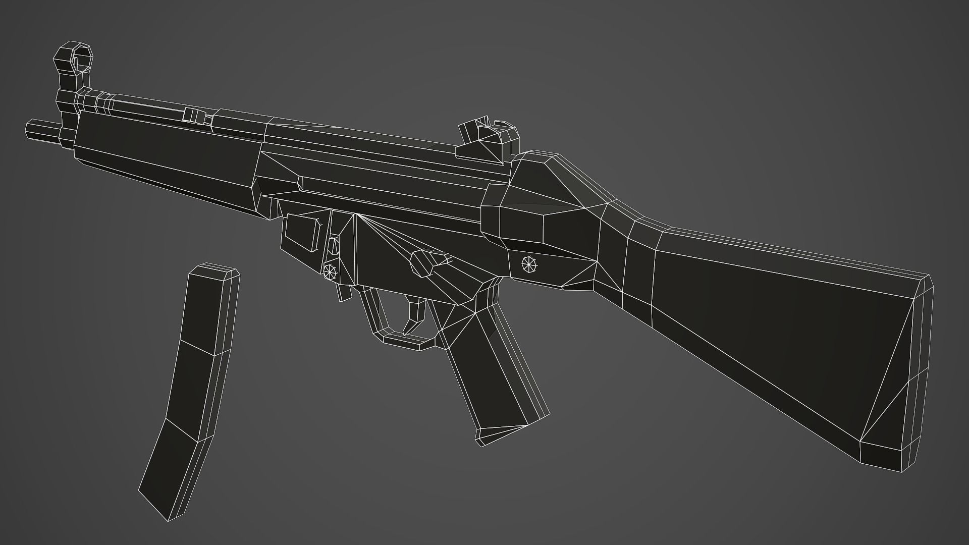 Stylized Mp5A2 SMG Low Poly Mobile Ready Low-poly 3D model_8