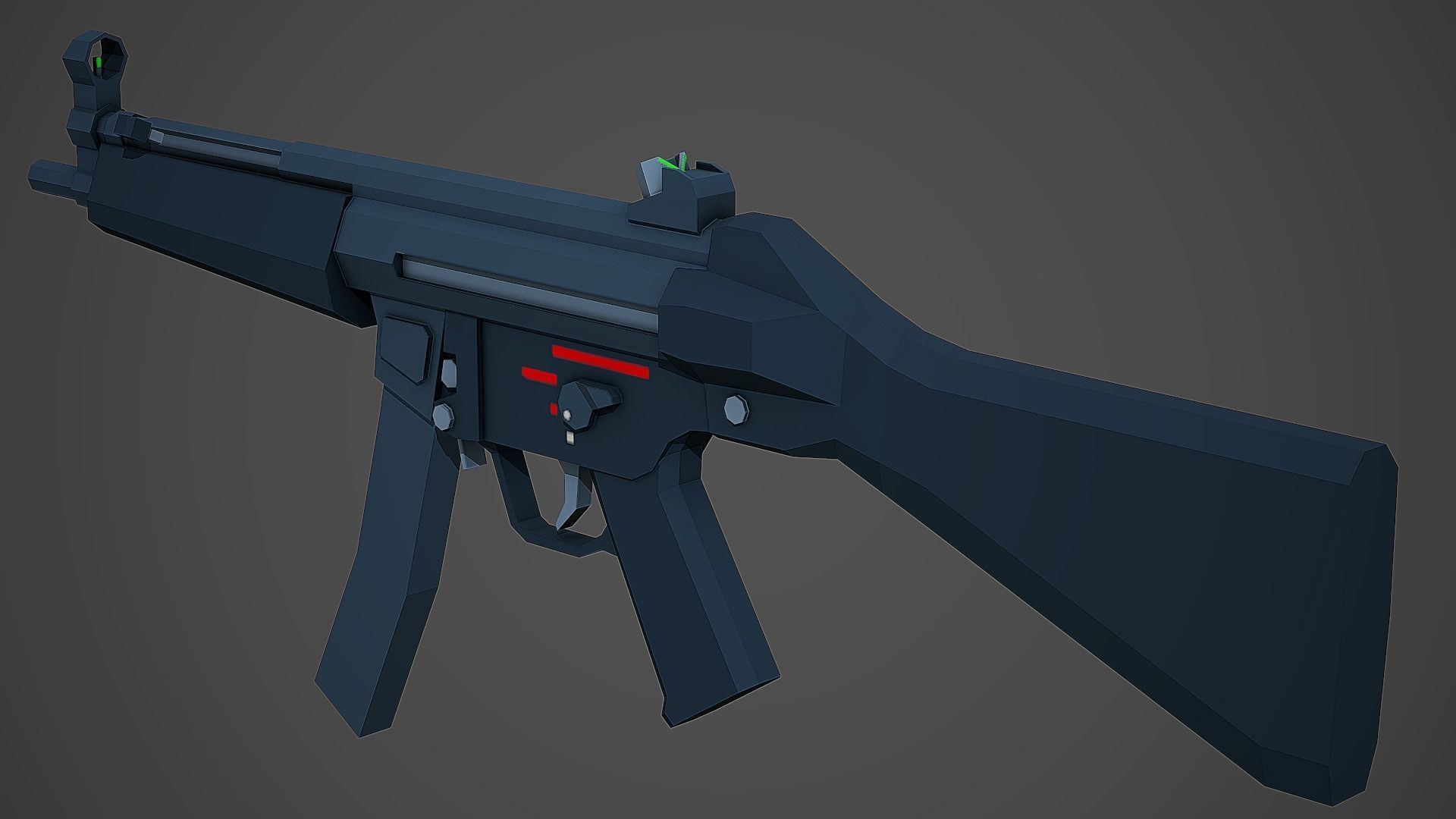 Stylized Mp5A2 SMG Low Poly Mobile Ready Low-poly 3D model_1