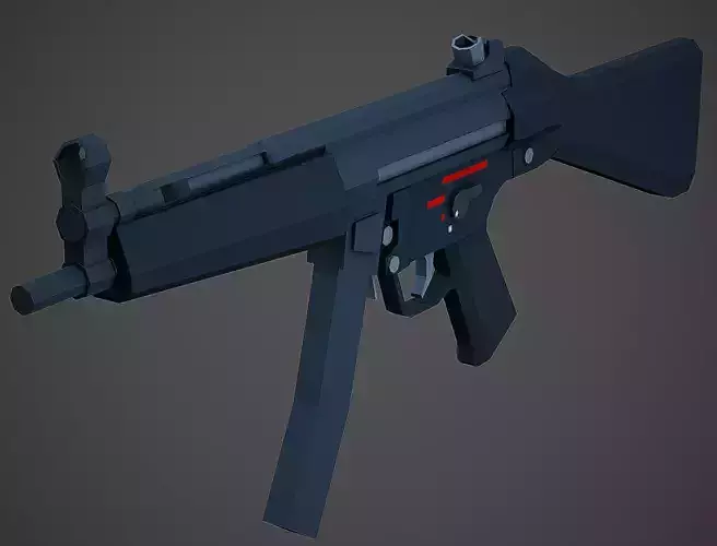 Stylized Mp5A2 SMG Low Poly Mobile Ready Low-poly 3D model