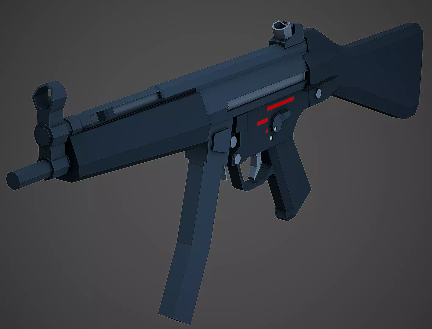 Stylized Mp5A2 SMG Low Poly Mobile Ready Low-poly 3D model_0