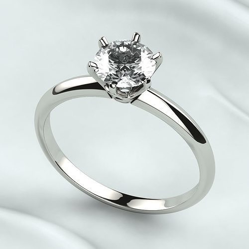 6mm Gemstone Tiffanys Style Gold Ring 3D print model