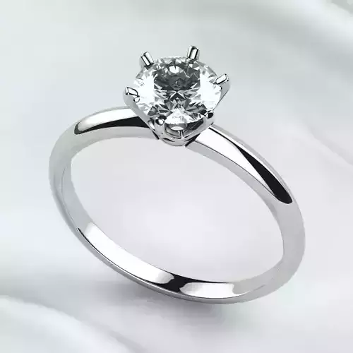 6mm Gemstone Tiffanys Style Gold Ring 3D print model