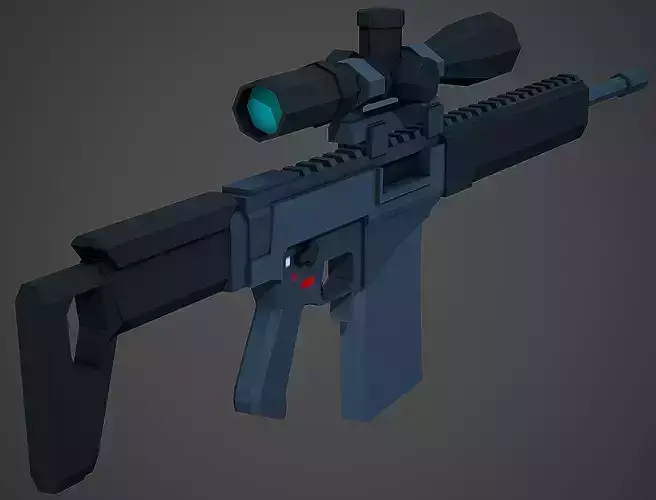 Stylized SVCh Rifle Low Poly Mobile Ready Low-poly 3D model