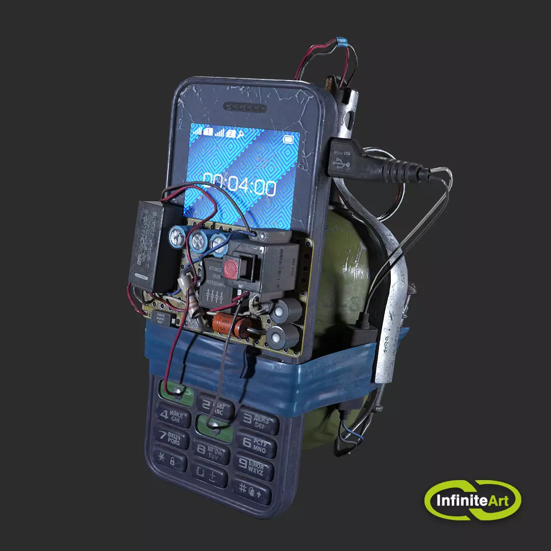 Explosive device Low-poly 3D model_0