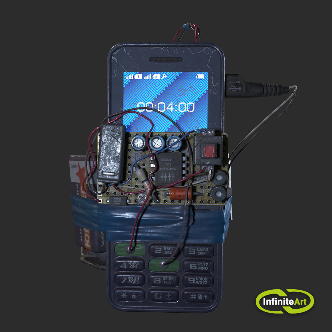 Explosive device Low-poly 3D model_7