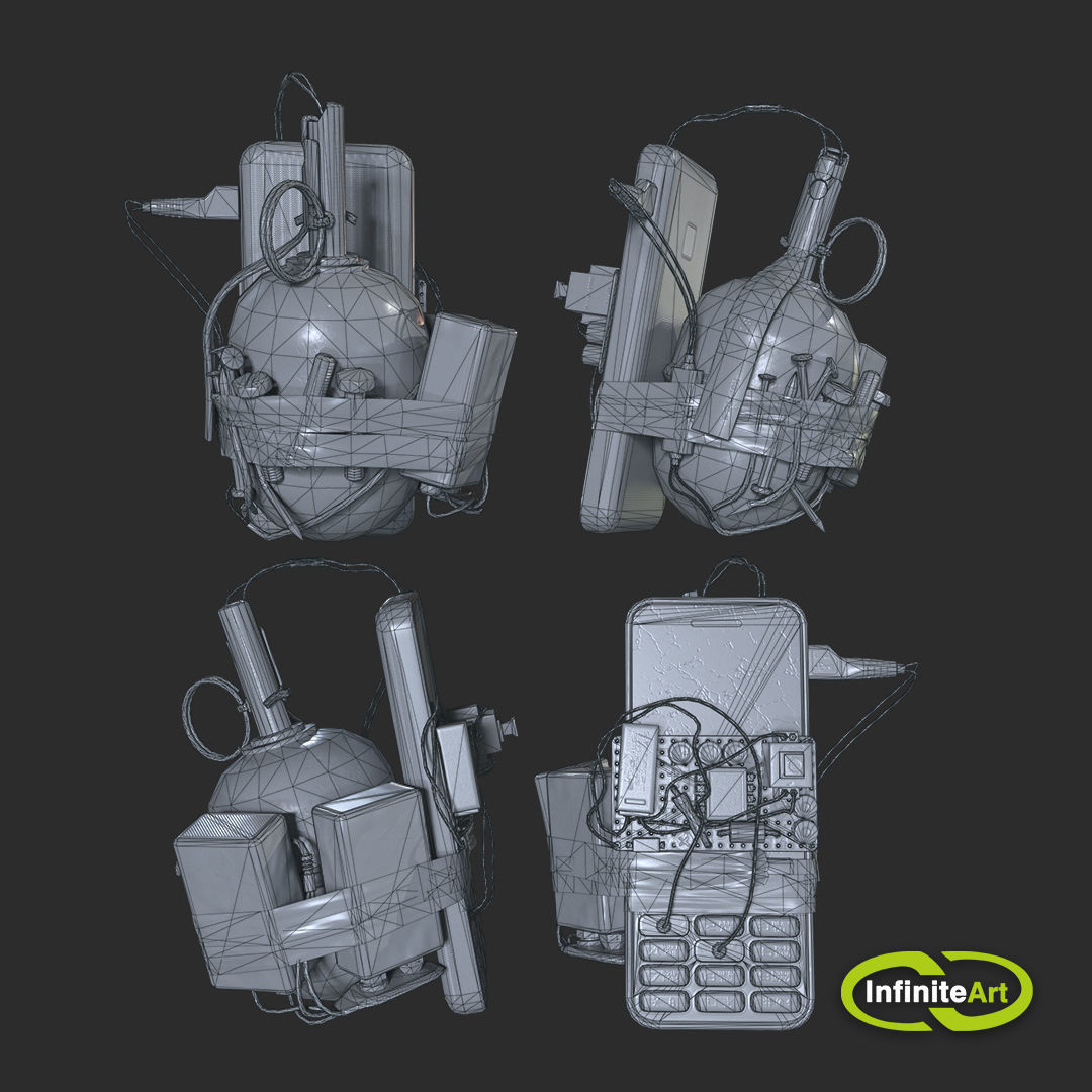 Explosive device Low-poly 3D model_10