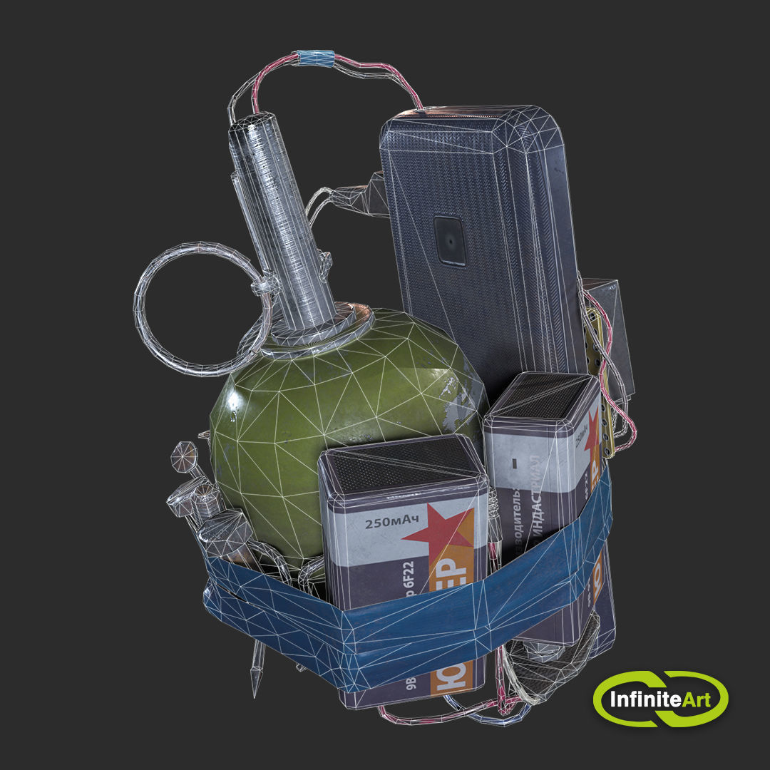 Explosive device Low-poly 3D model_6