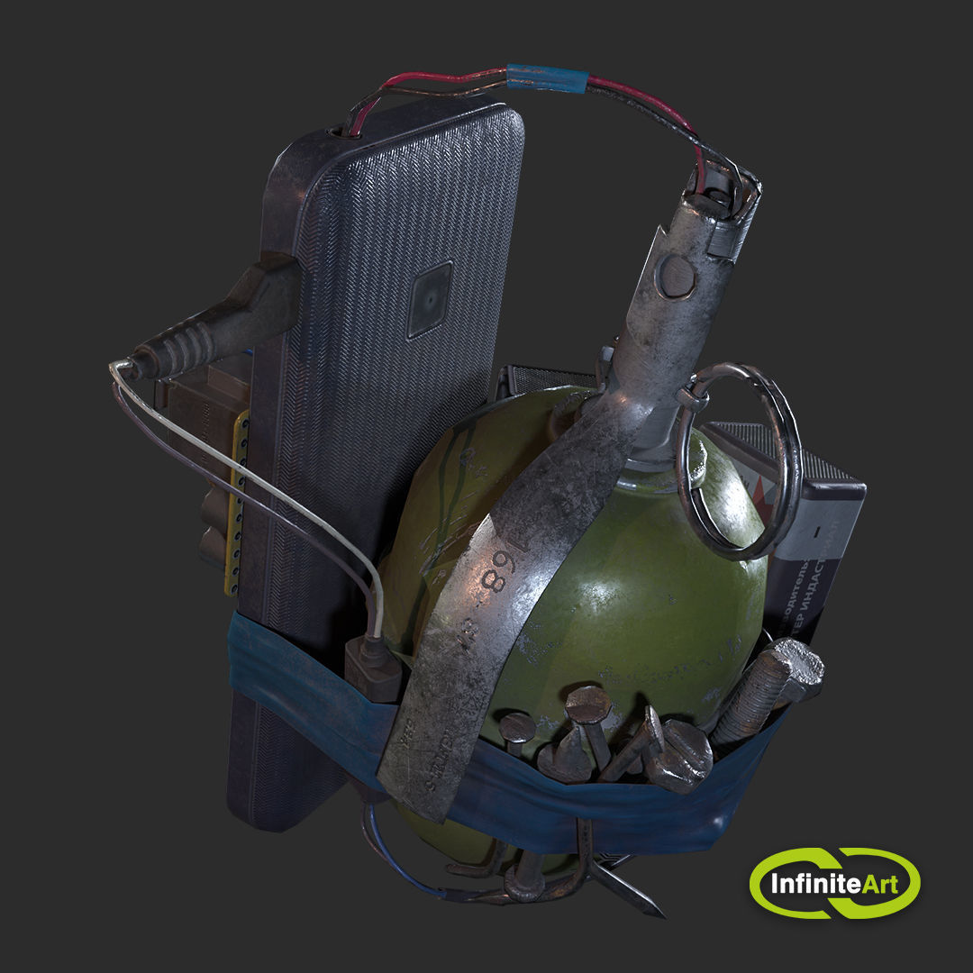 Explosive device Low-poly 3D model_3